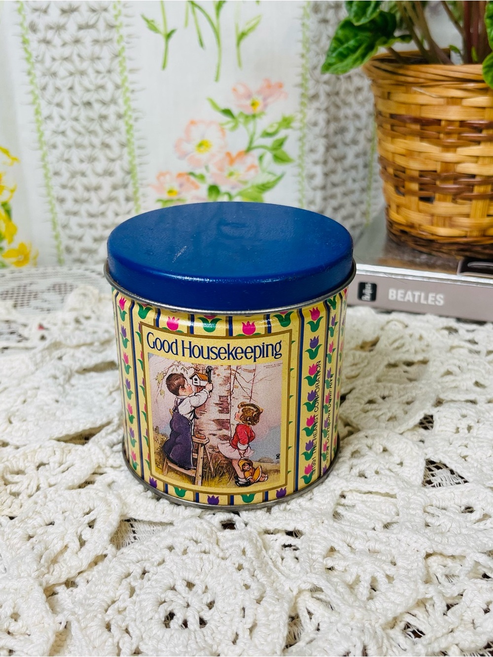Vintage 1991 Good Housekeeping Magazine Collectible Metal Cylinder Tin Hearst